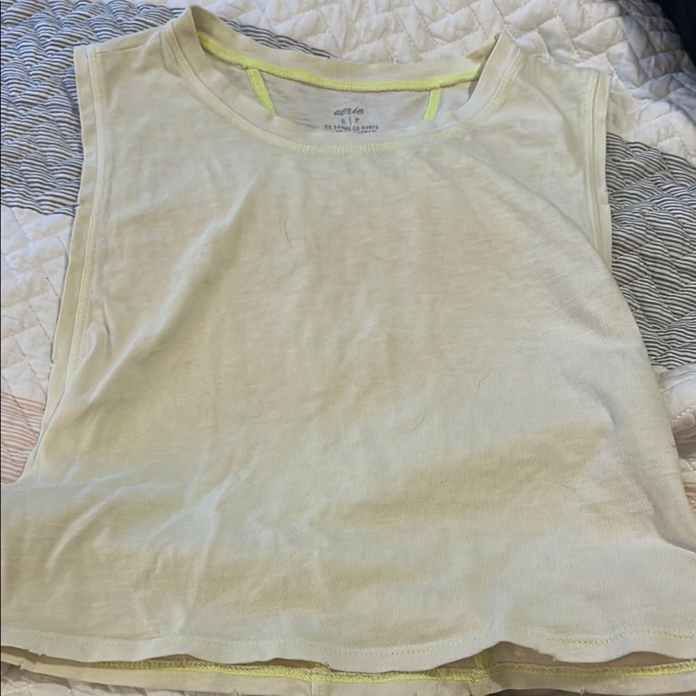 Aerie Yellow Sleeveless Crop Muscle Tee